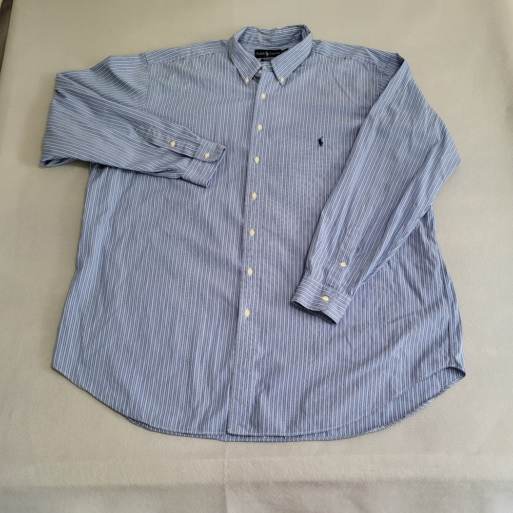 Ralph Lauren Classic Fit Striped Long Sleeve Button Up Shirt Men's 3XLT Tall